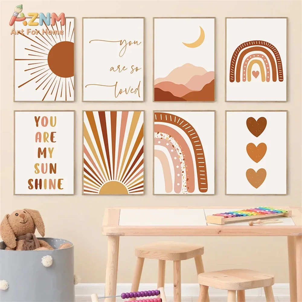 Wall Texture Spray - AZNM Boho Sun Moon Rainbow Canvas